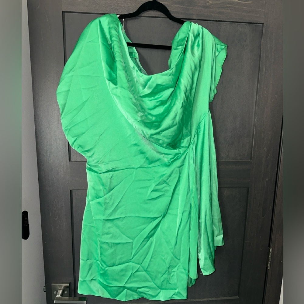 ASOS Design Curve Exclusive Satin Off Shoulder Mini Dress